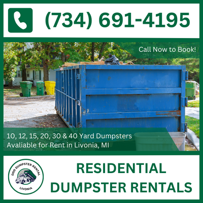 Hassle-Free Residential Dumpster Rental in Livonia - Covering Michigan and Wayne County - DDD Dumpster Rental Livonia